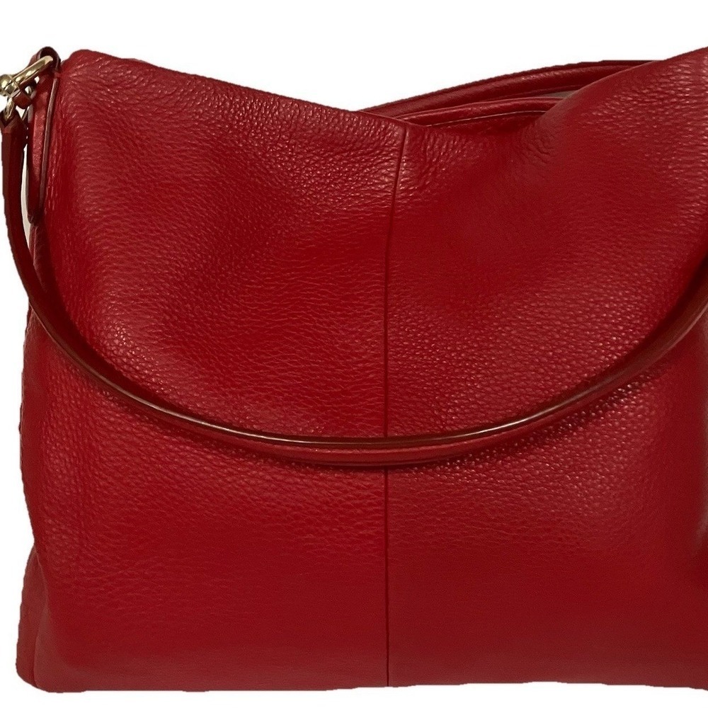COACH Rich Red Tumbled Leather Three Compartment Vintage‎ Hobo Shoulder Bag - Picture 2 of 11
